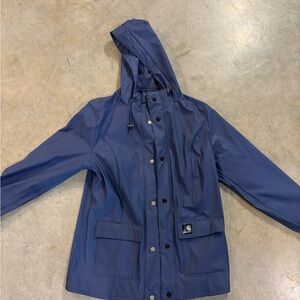 Vintage Carhartt Blue Hooded Rain Jacket